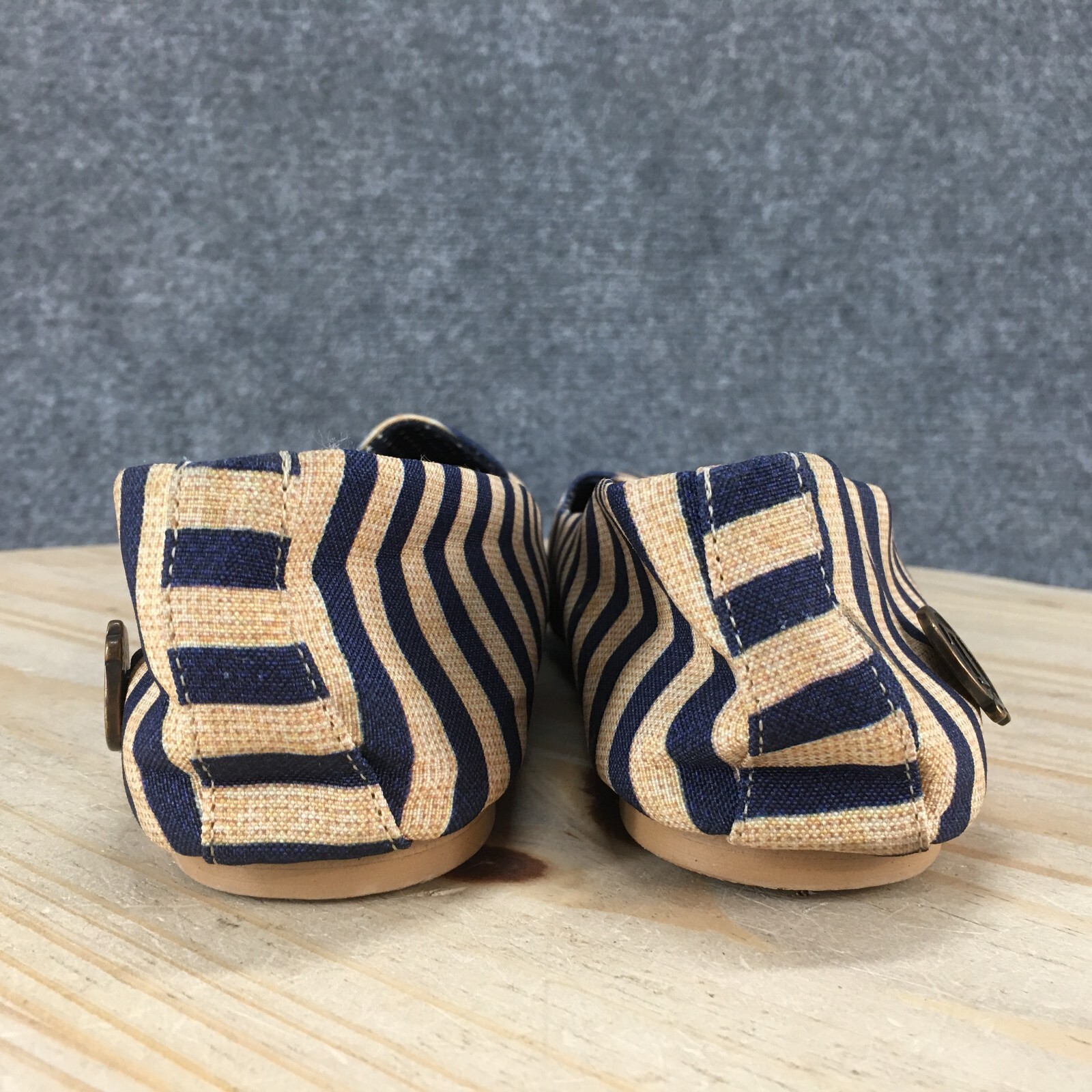Loly In The Sky Shoes Womens 9 Ballet Flats Blue Yellow Striped Casual Slip On