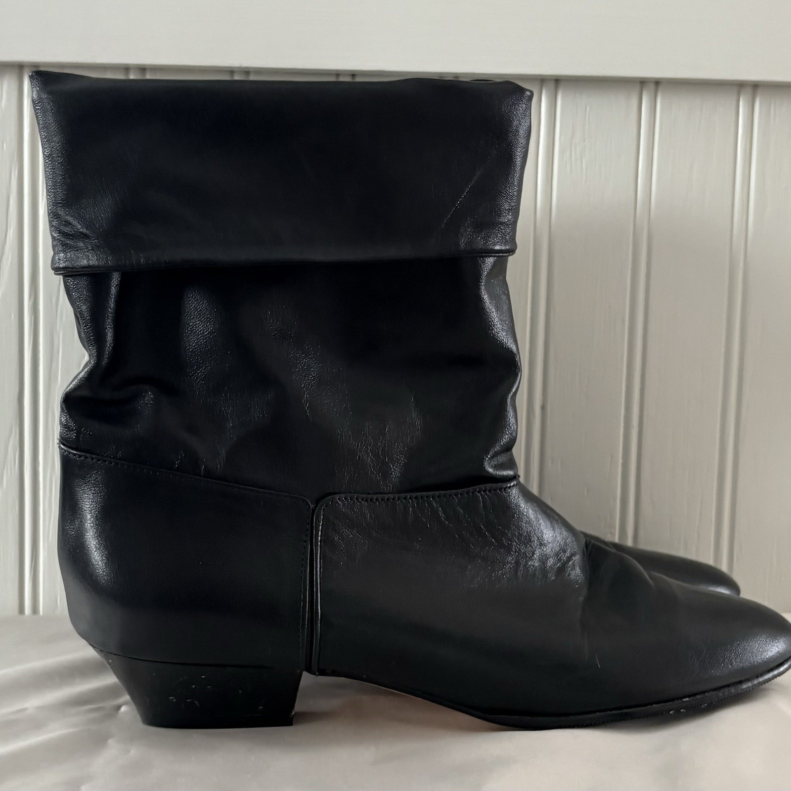 VTG 1980’s Joyce California Black Low Heel Leather Half Boots Sz 9N Narrow AAA