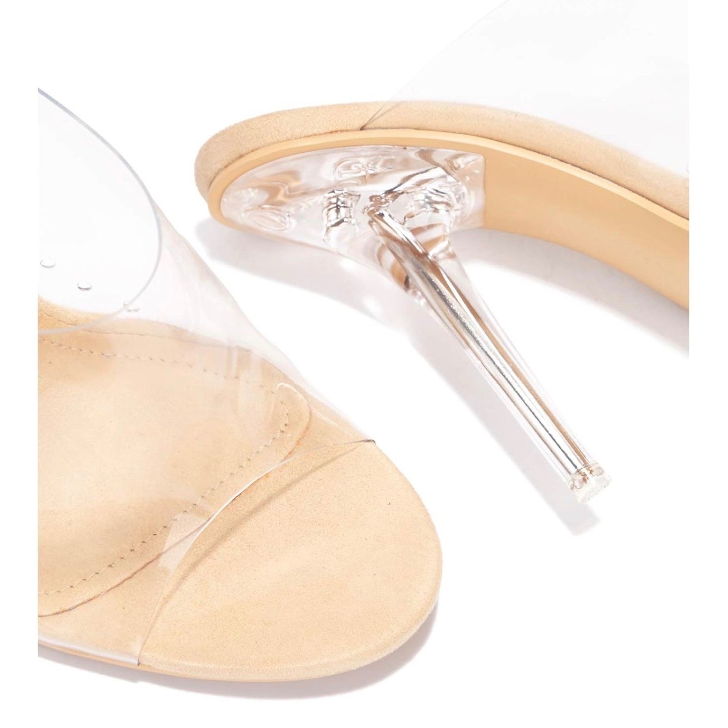 Cape Robbin Allure Nude Clear Stiletto Heel Mules Womens Size 10