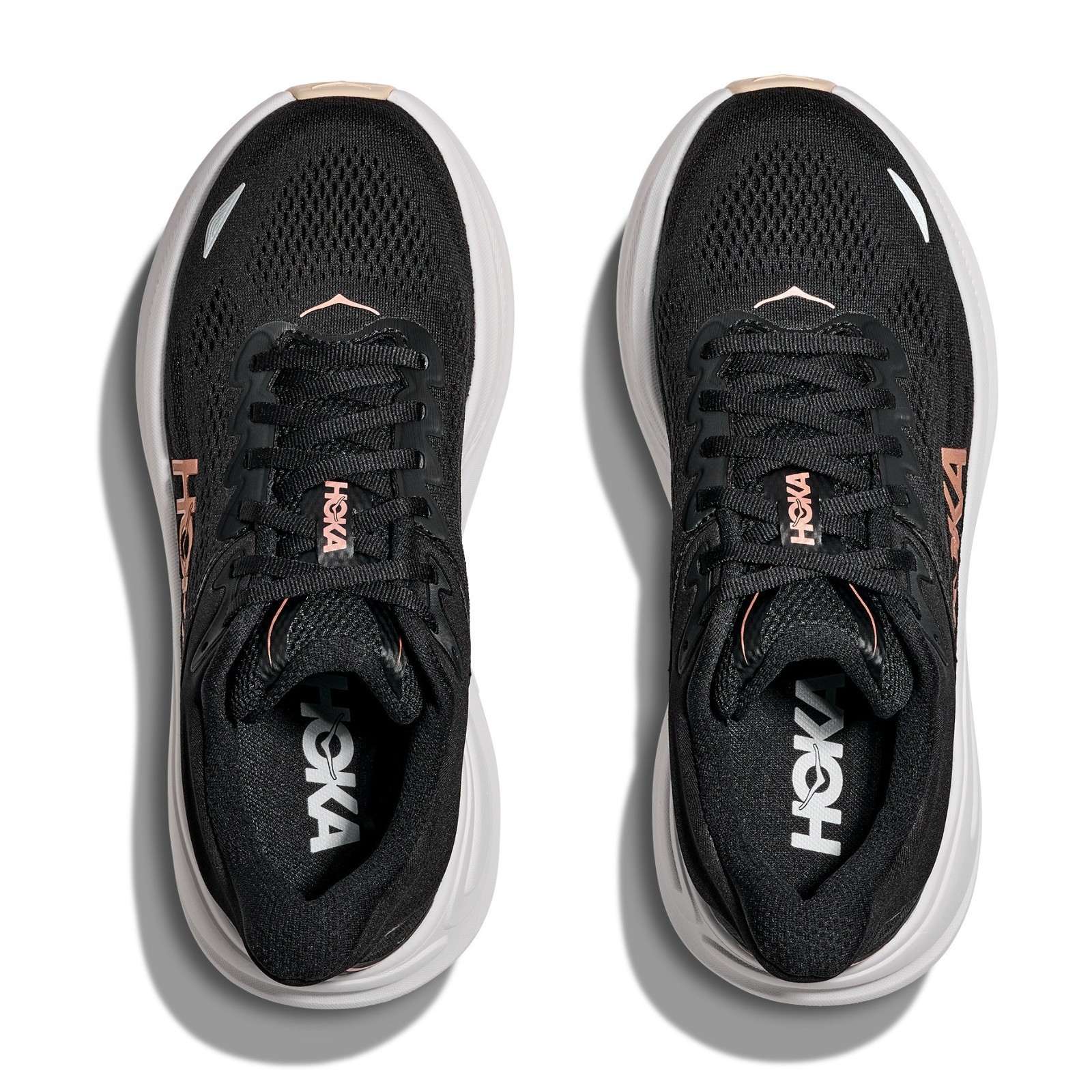 HOKA Bondi 9 Road-Running Shoes – Women’s, Color Black-Rose Gold, Brand New