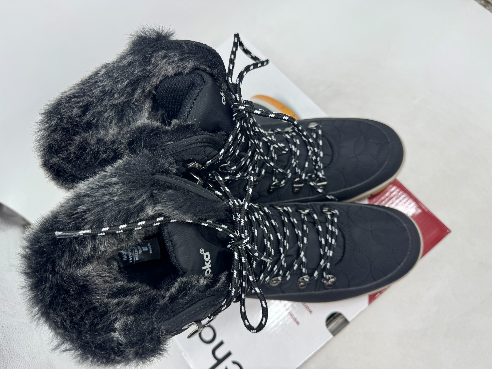 Chooka Belltown Winter Boots Women’s Black Round Toe Insulated Mid Faux Fur – 8