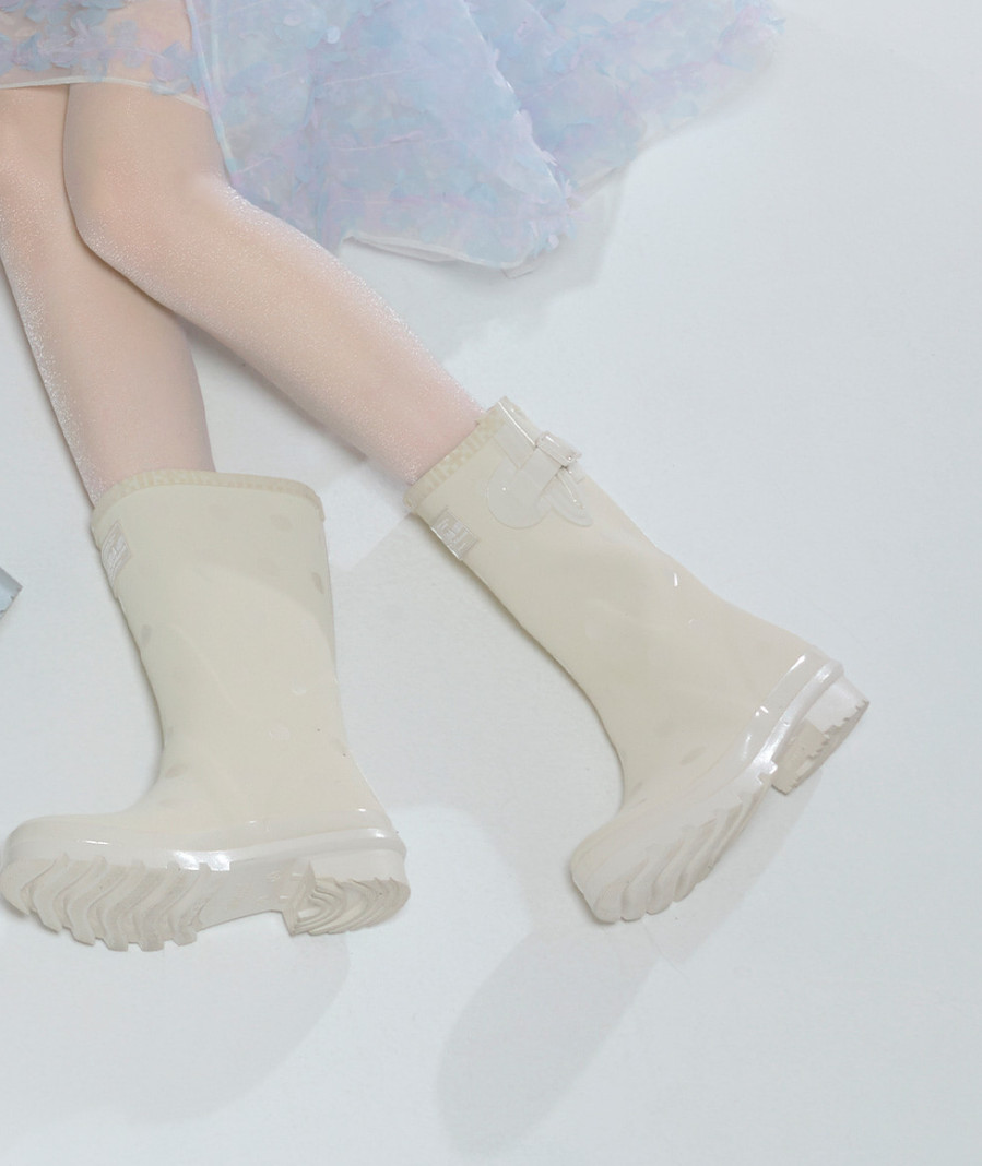 NEW Rockfish Weatherwear × ILLIT ORIGINAL RAIN BOOTS SHORT DOT IVORY Authentic