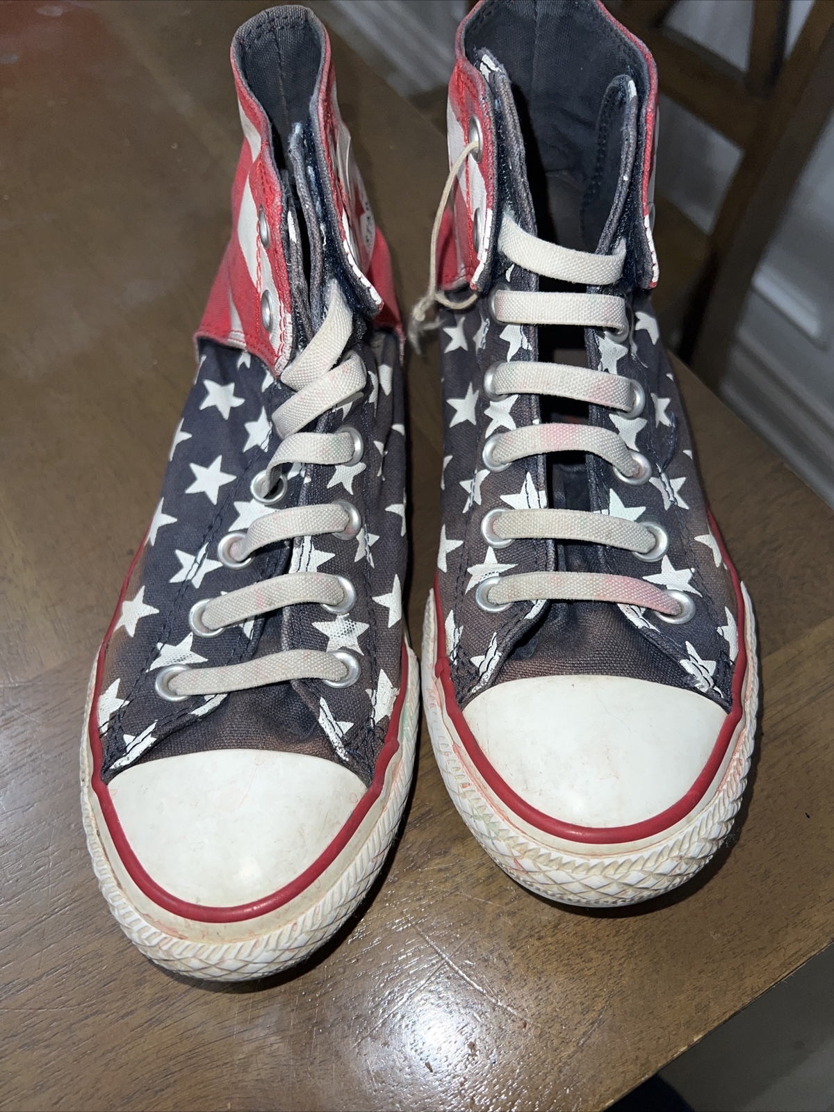 Converse 622366F American Flag Hook And Loop Junior 4 High Top!