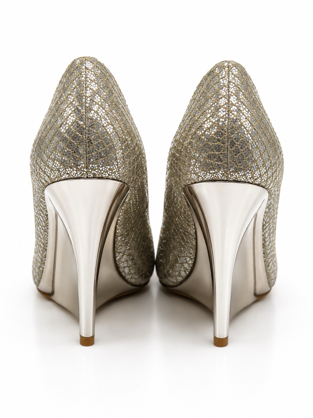 Jimmy Choo Metallic Glitter Peep Toe Wedge Heels – Women’s EU 36.5 / US 6–6.5