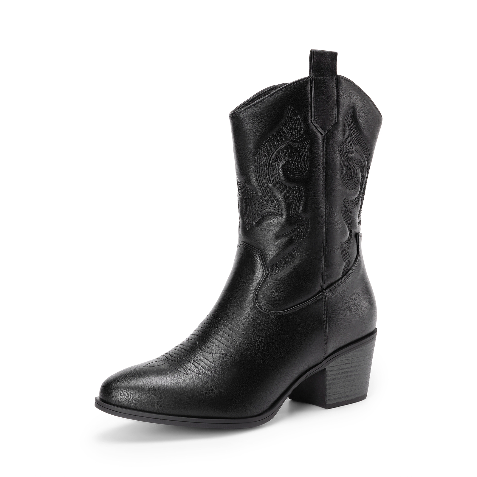 Women Western Boots Mid Calf Cowboy Cowgirl Boots Low Heels Fall Winter Boots