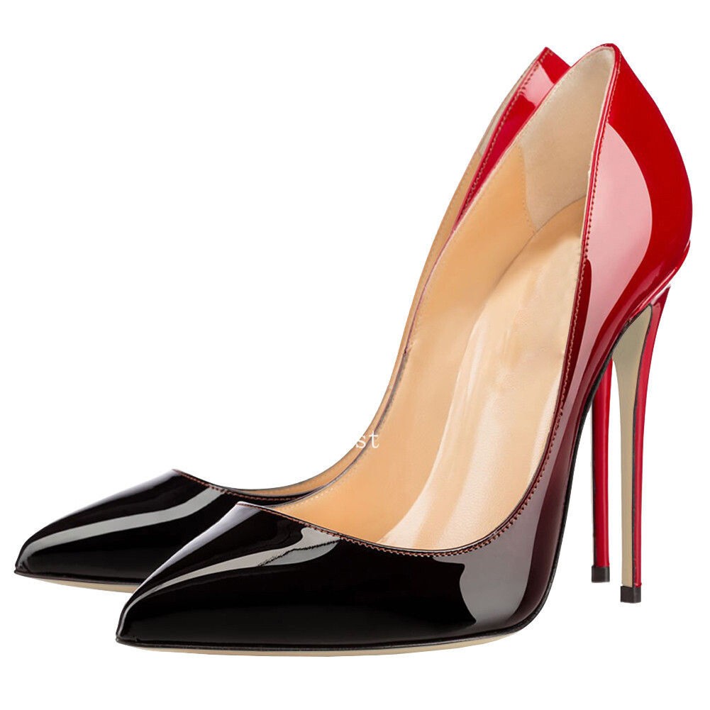 Gradient Colors Pumps Pointed Toe Stiletto High Heels Shoes Women Plus Size 4-15