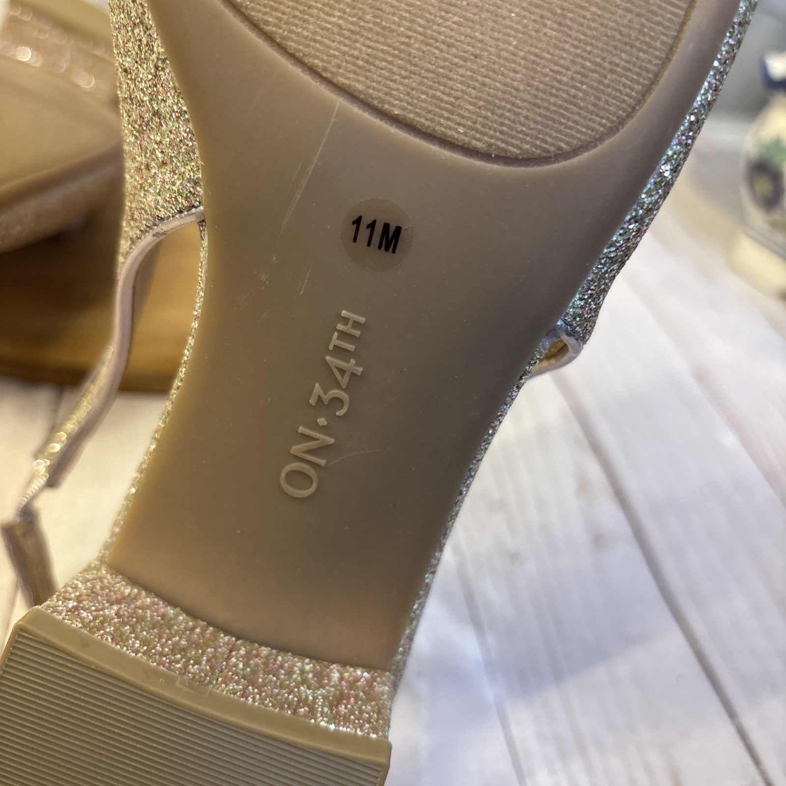 On 34th Women’s Amelia Buckled Slingback Pumps Rose Gold Glitter 11 M