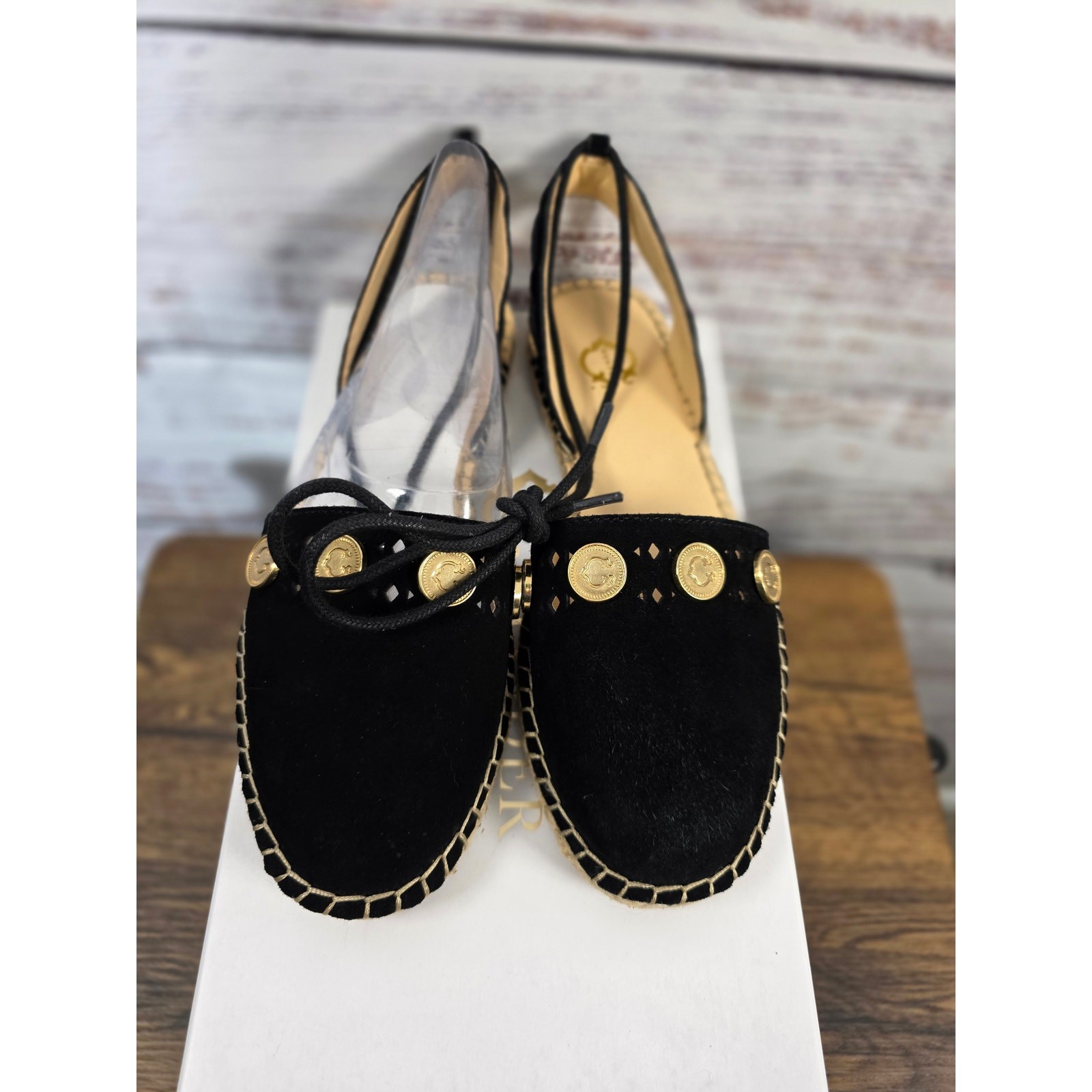 C. Wonder Suede Espadrilles w/coin detail–Michaela–in black size 6.5
