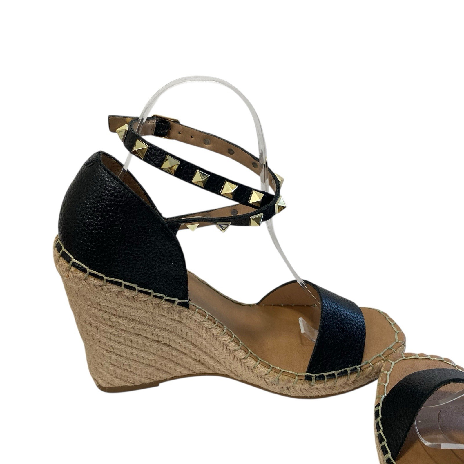 Steven New York Espadrilles Yute Kinlee Wedges Sandals 8.5 Black Tan Nautical