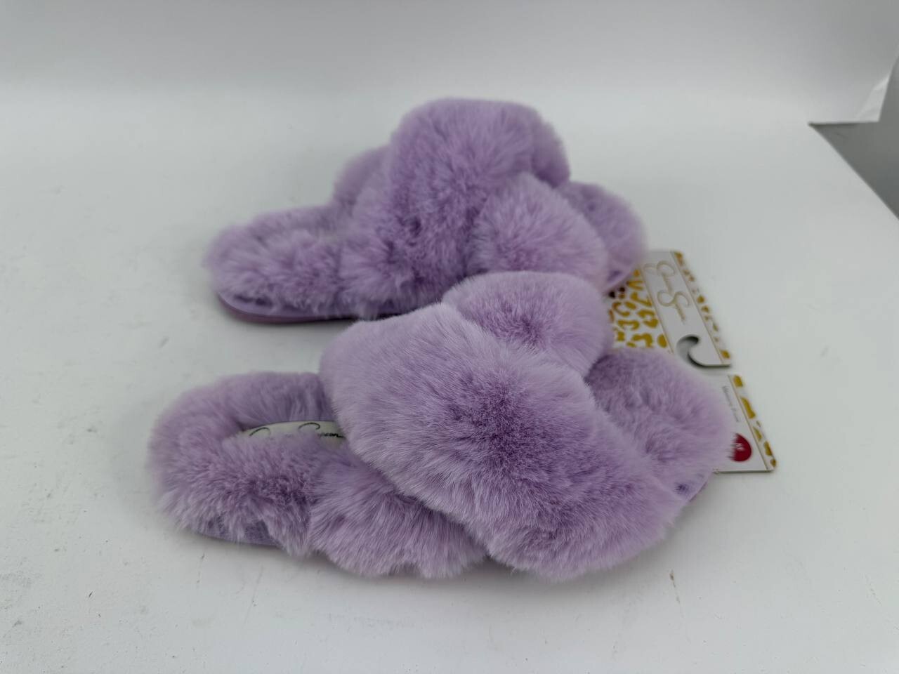 Jessica Simpson Purple Plush Cross Band Plush Memory Foam Slide Slipper Sz M 7-8
