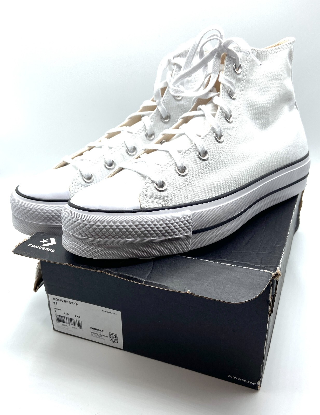 Converse Chuck Taylor All Star Lift Hightop White Black Womens Shoes 560846C 11M