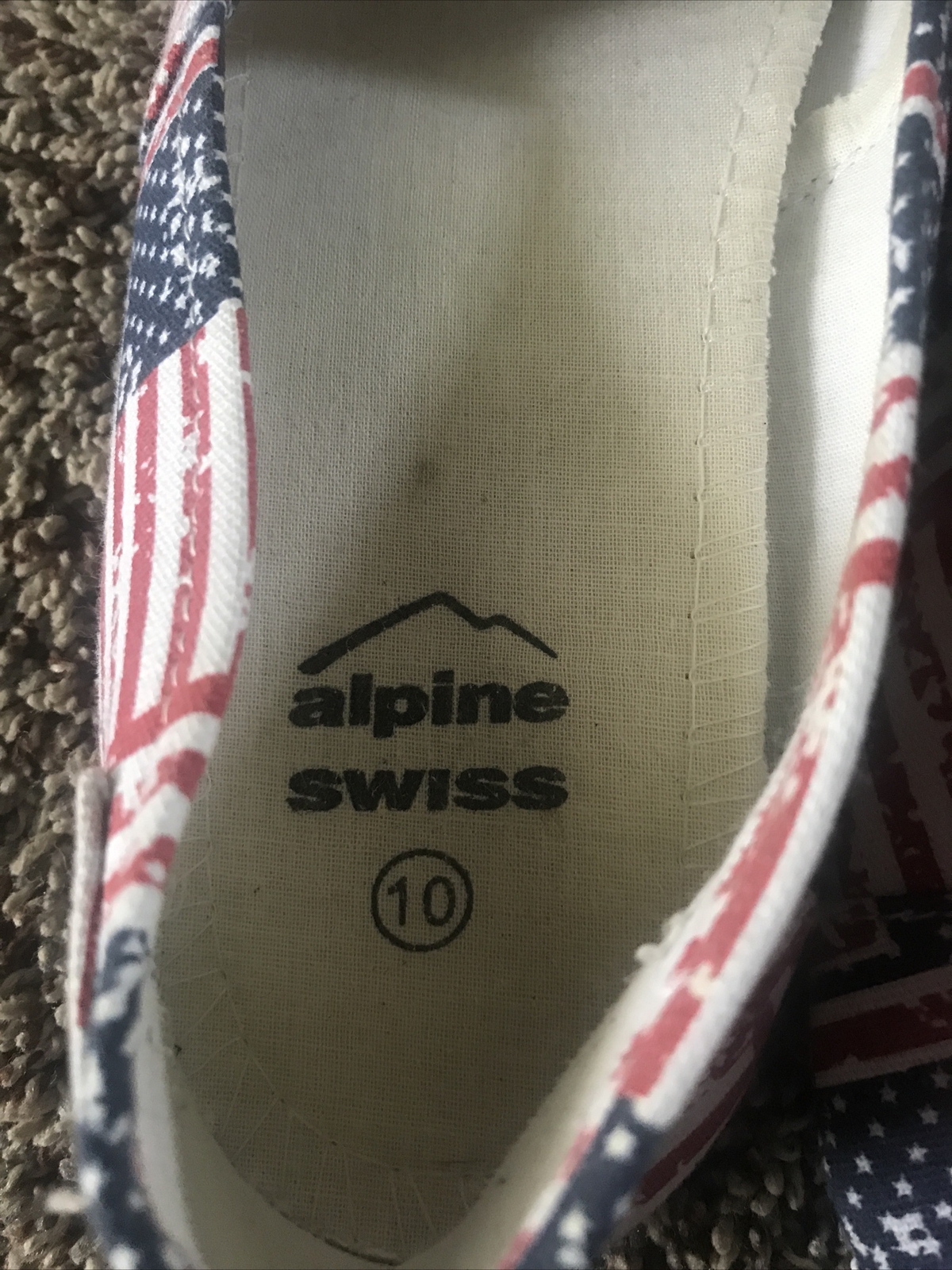 Womens ALPINE SWISS American Flag slip on boat shoe Loafers Slides Patriotic