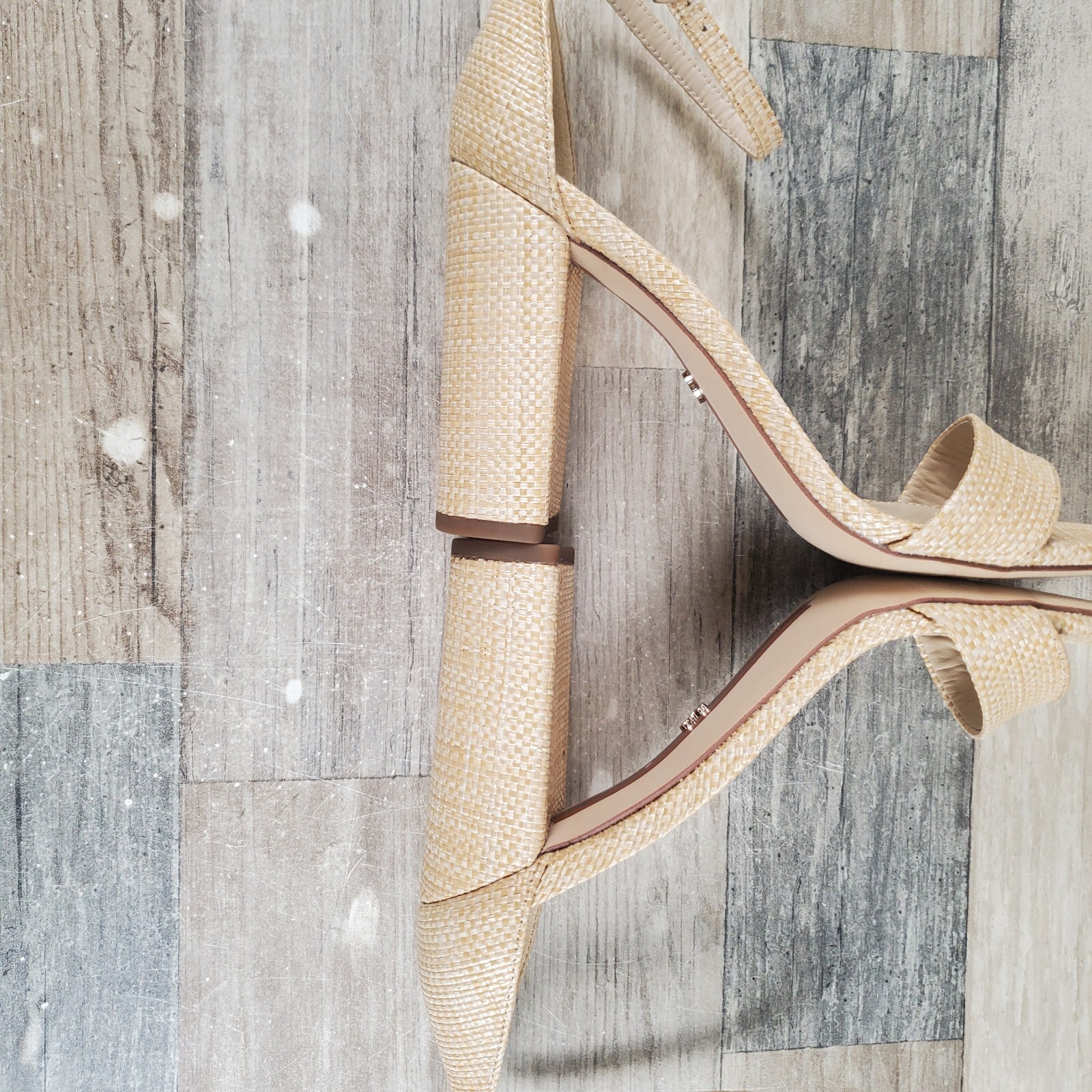 Sam Edelman Yaro Heels Womens Sz 8 Wide Beige Adjustable Ankle Strap Fashion