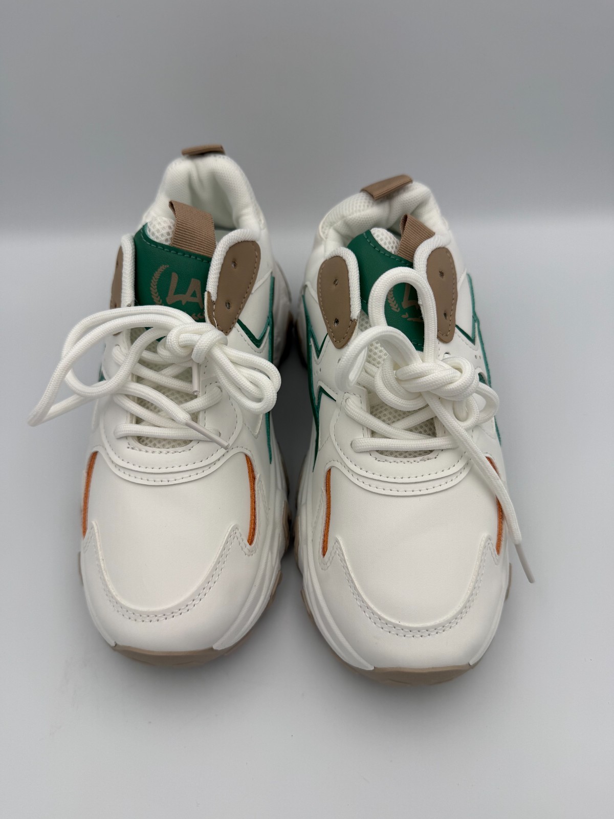 Women’s Chunky Platform Sneakers Size 7.5 White Green Orange Retro Dad Shoes US