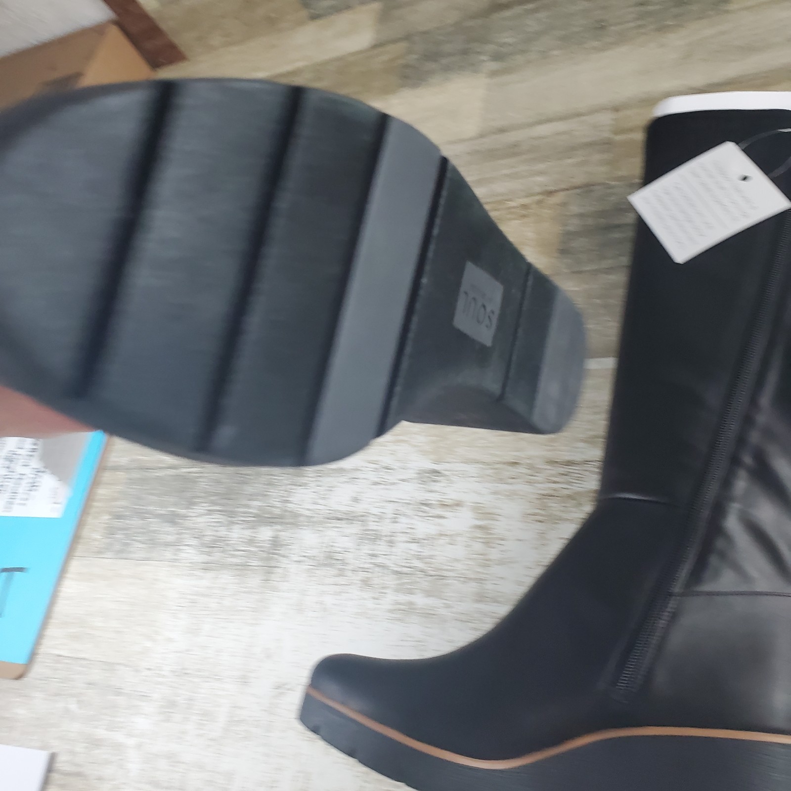 SOUL Naturalizer Adrian Black Tall Boots Womens Sz 11 Wide Width Calf Wedge
