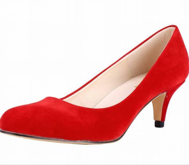 New Womens Bridal Wedding Mid Heel Ladies Blue Black Red Prom Party Shoes Size