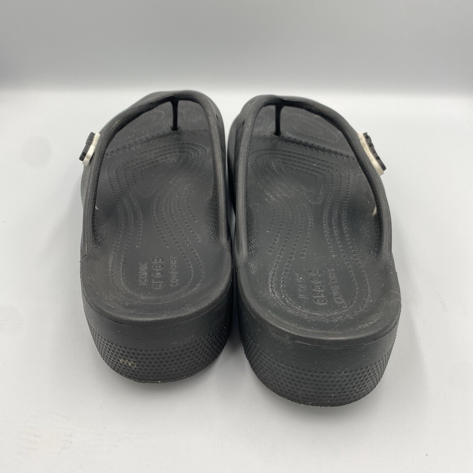 Crocs Classic Platform Flip Flop Sandals Women 11 Iconic Comfort Black Chunky