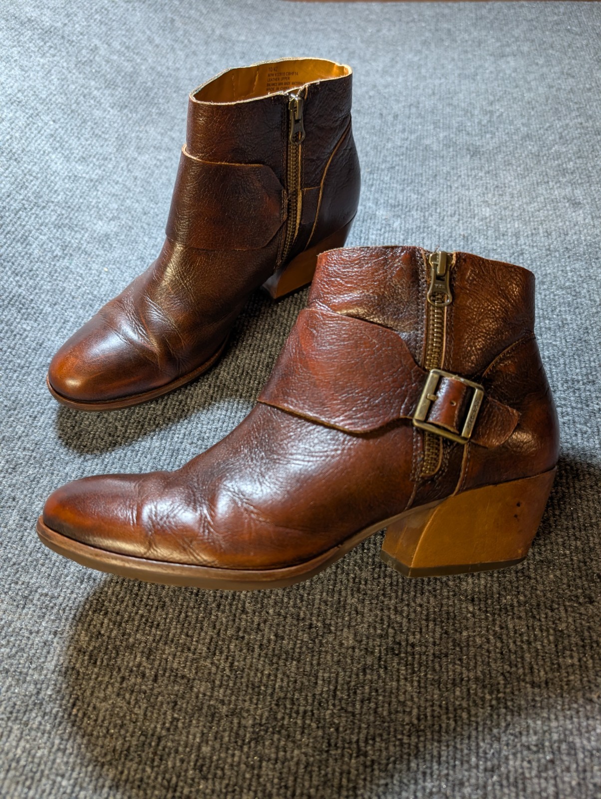 Kork-Ease Shoes Womens Size 10 Isa Brown Leather Side Zip Ankle Boots