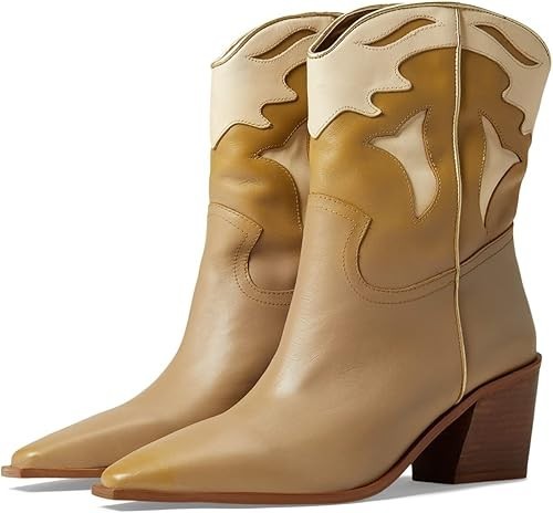 42 GOLD Bartlett Boots Womens Sz 6.5 snipped toe Leather Synthetic and Textile