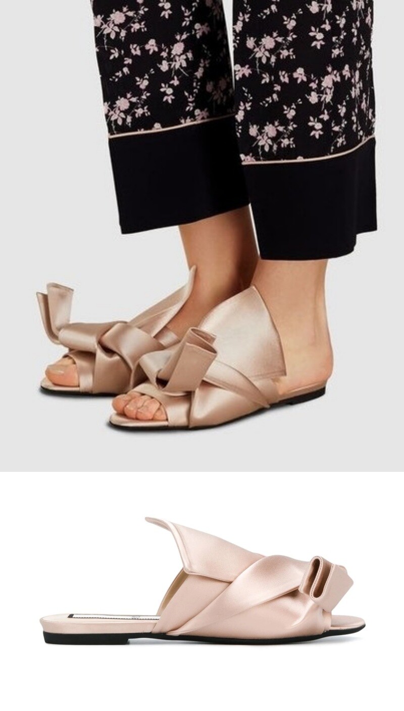 Nº21 cipria satin flat bow mules sz US 6/ IT 36 $525