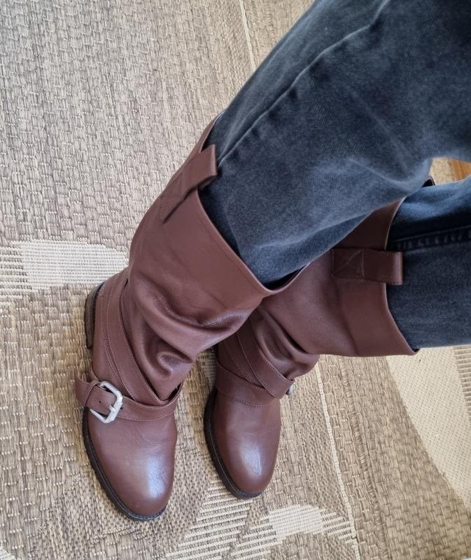 Women navy boot boots brown leather 36 #B9OM