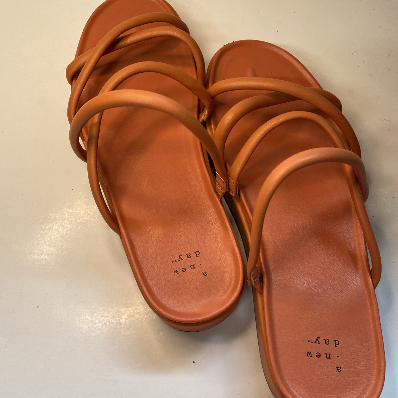 A New Day Dory Strappy Platform Sandals Apricot Orange Size 10. Excellent Cond.