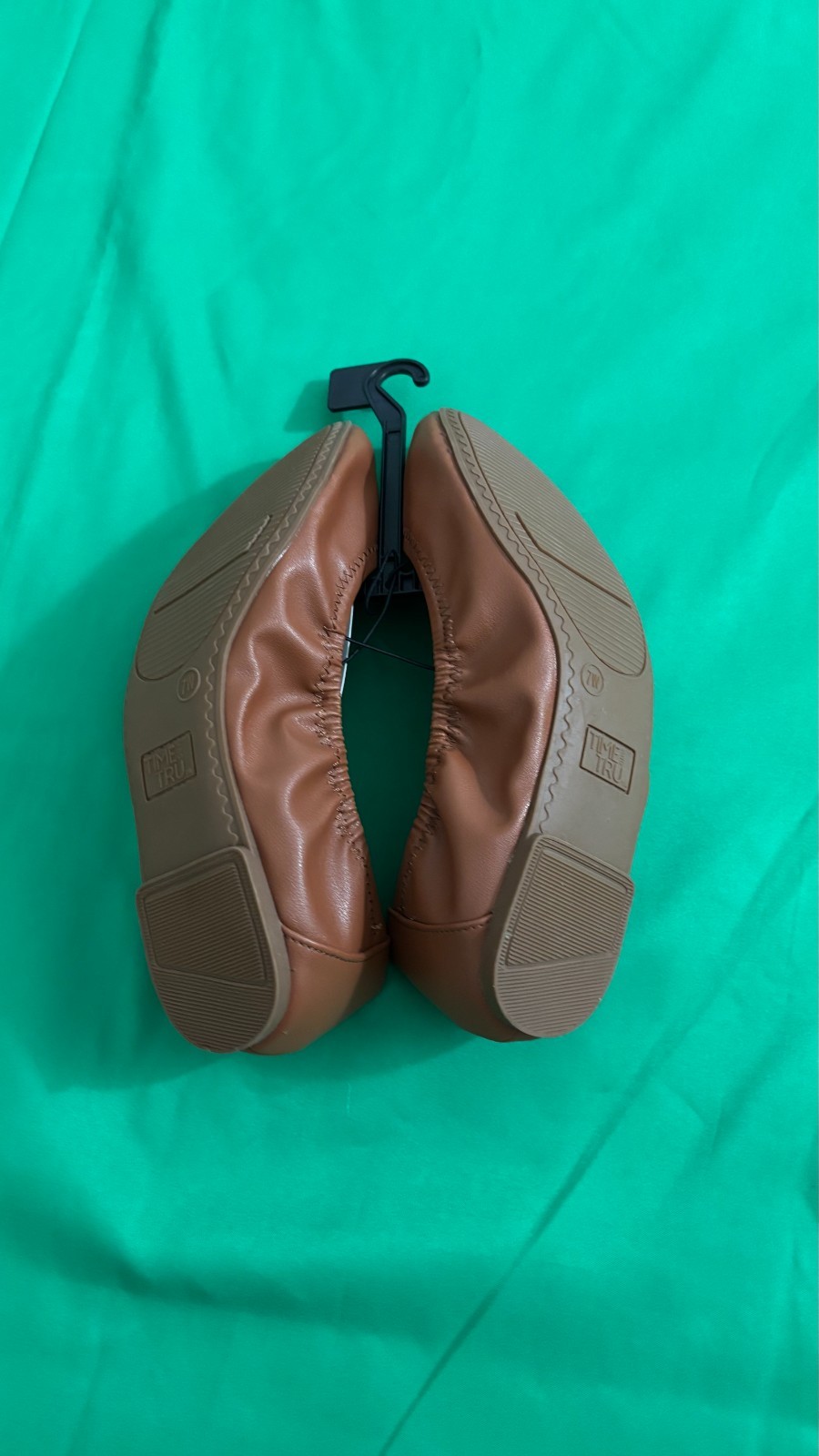 Time and Tru Brown Cognac Flats Scrunch Ballet Shoes Women’s Size NWT