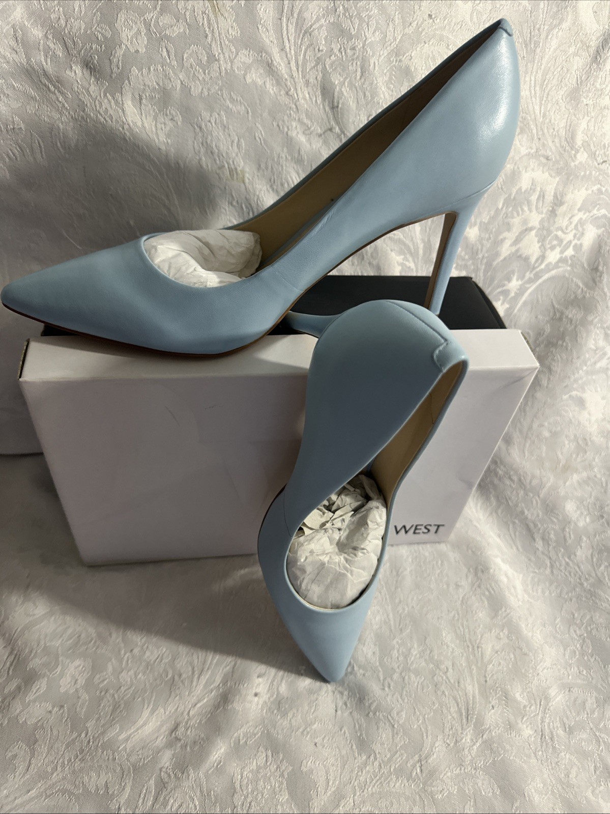NINE WEST EZRA POINTED TOE PUMPS MEDIUM BLUE 420 SZ 12 MED BNIB