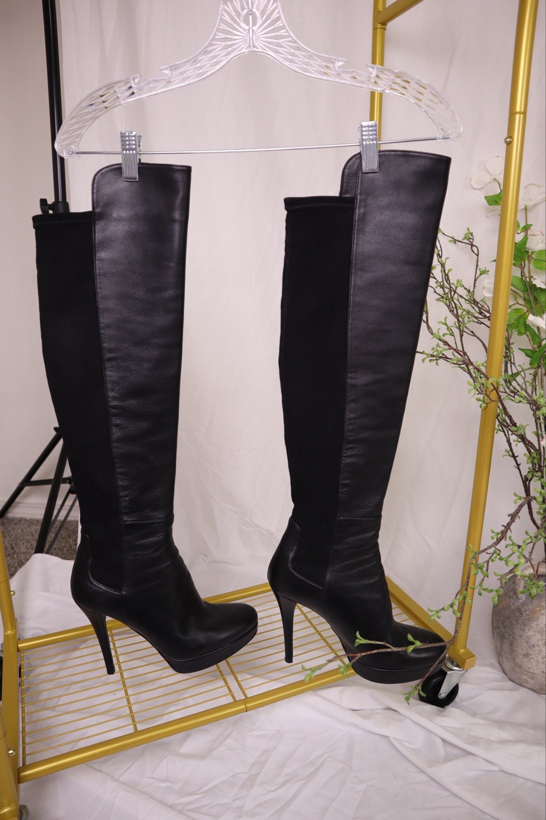 High Quality Stuart Weitzman Leather High Knee Stiletto Boots 8.5