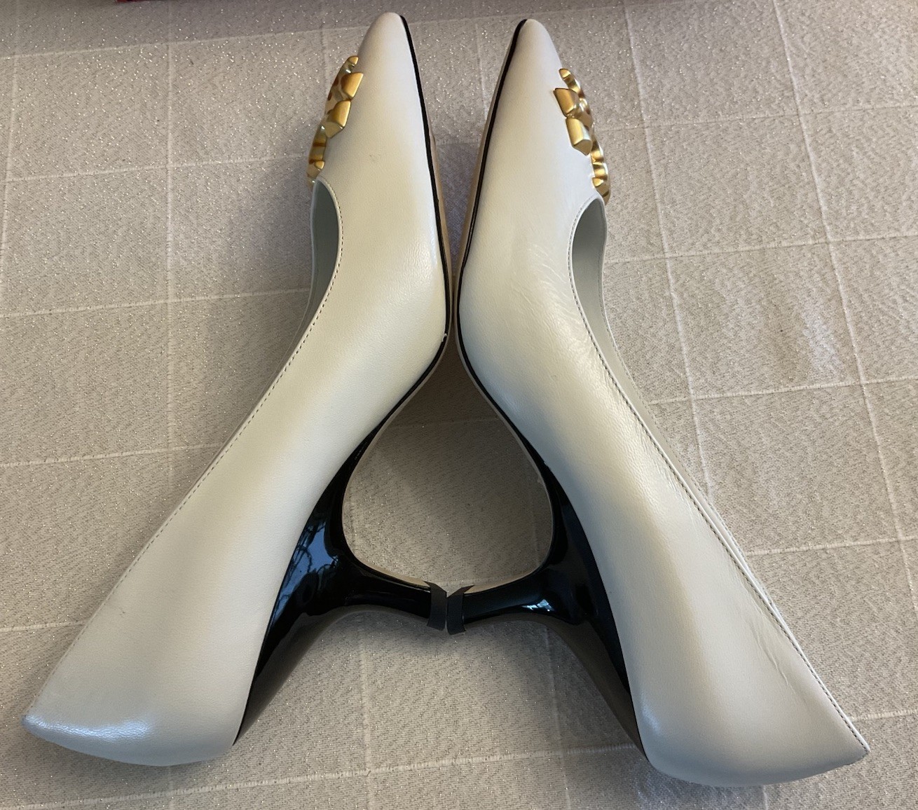 Tory Burch Eleanor Leather Slingback Kitten Heels Pumps Sz 9 $348