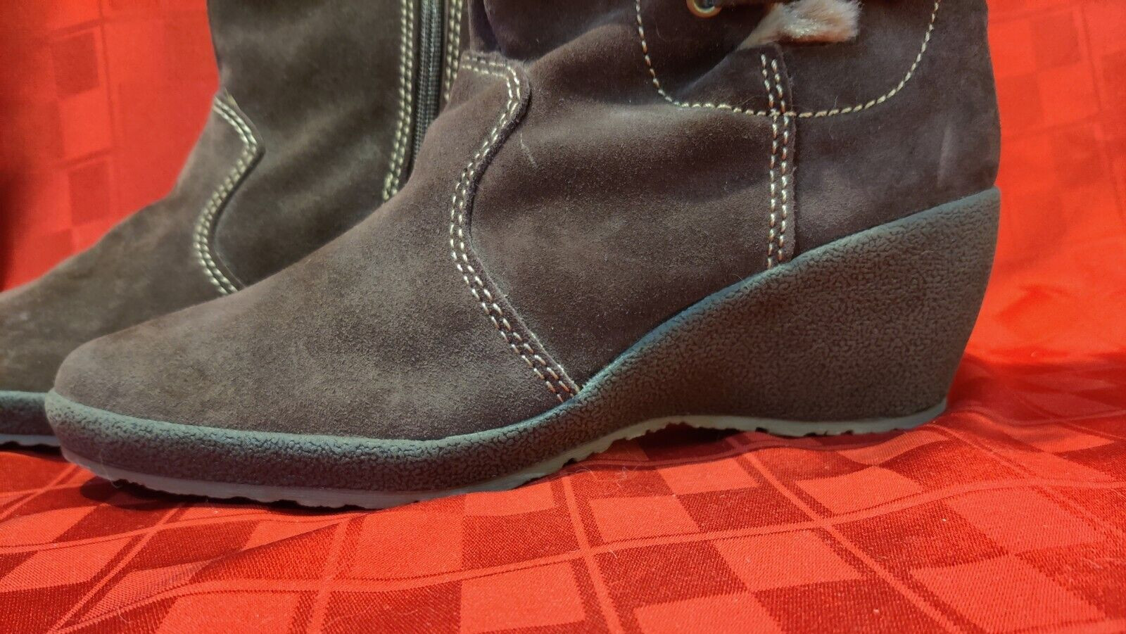 London Fog Lauren Women’s 10M NWT/Brown Suede/Fur/Waterproof/ 2013/Thermolite