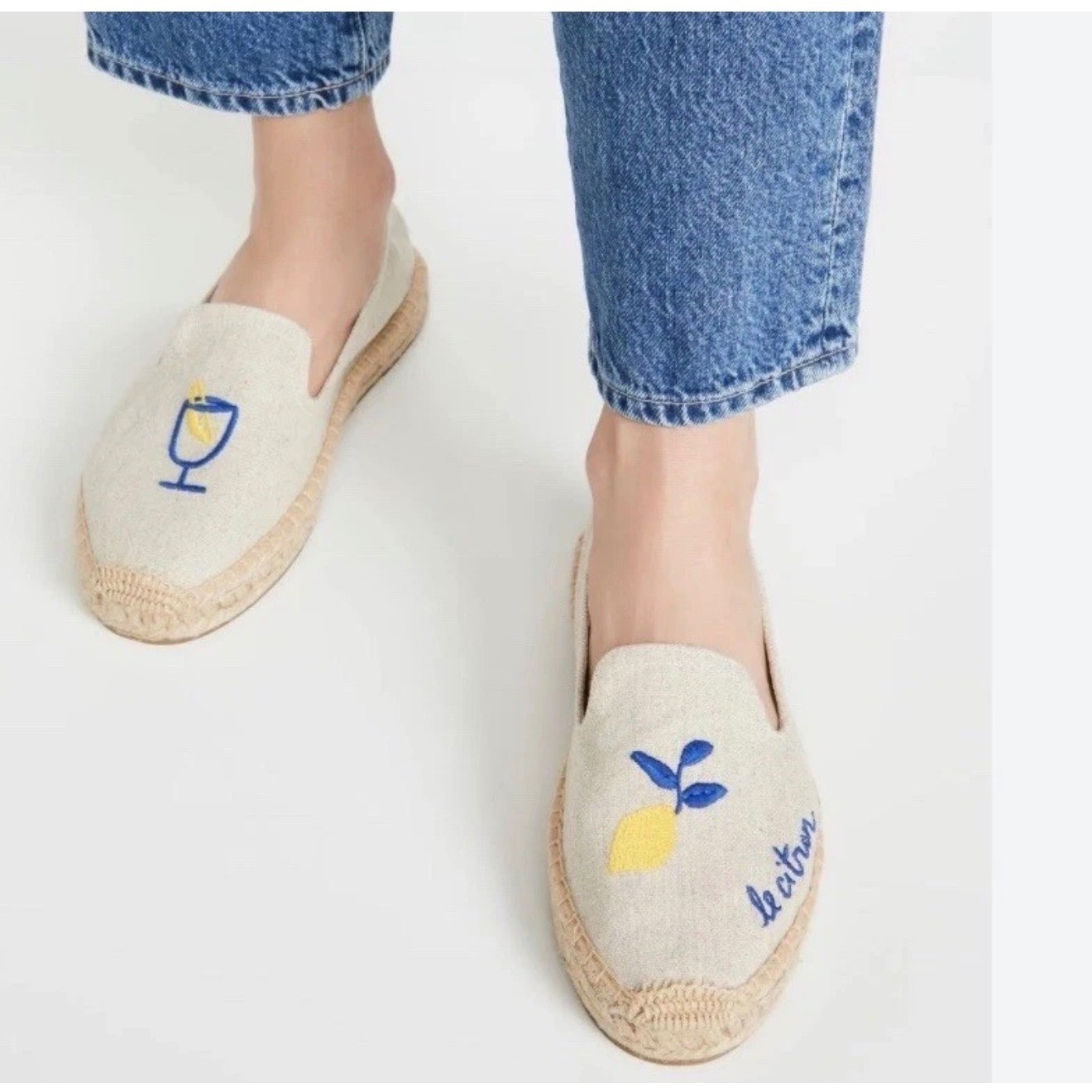 Soludos Limoncello Smoking Espadrilles Women’s Size 8.5 Lemon Linen Flats