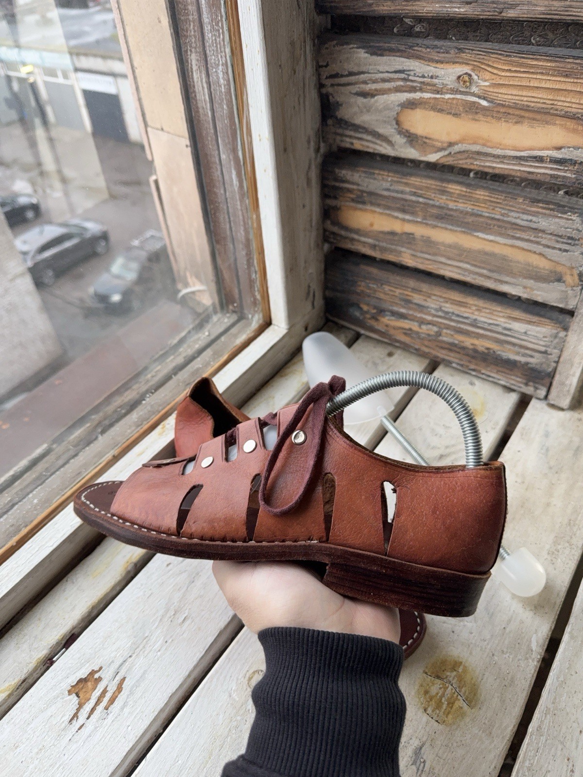 90s Sie Wie Bie Bali Handmade Leather Sandals Brown Vintage EU44 US10 UK9,5 Sz