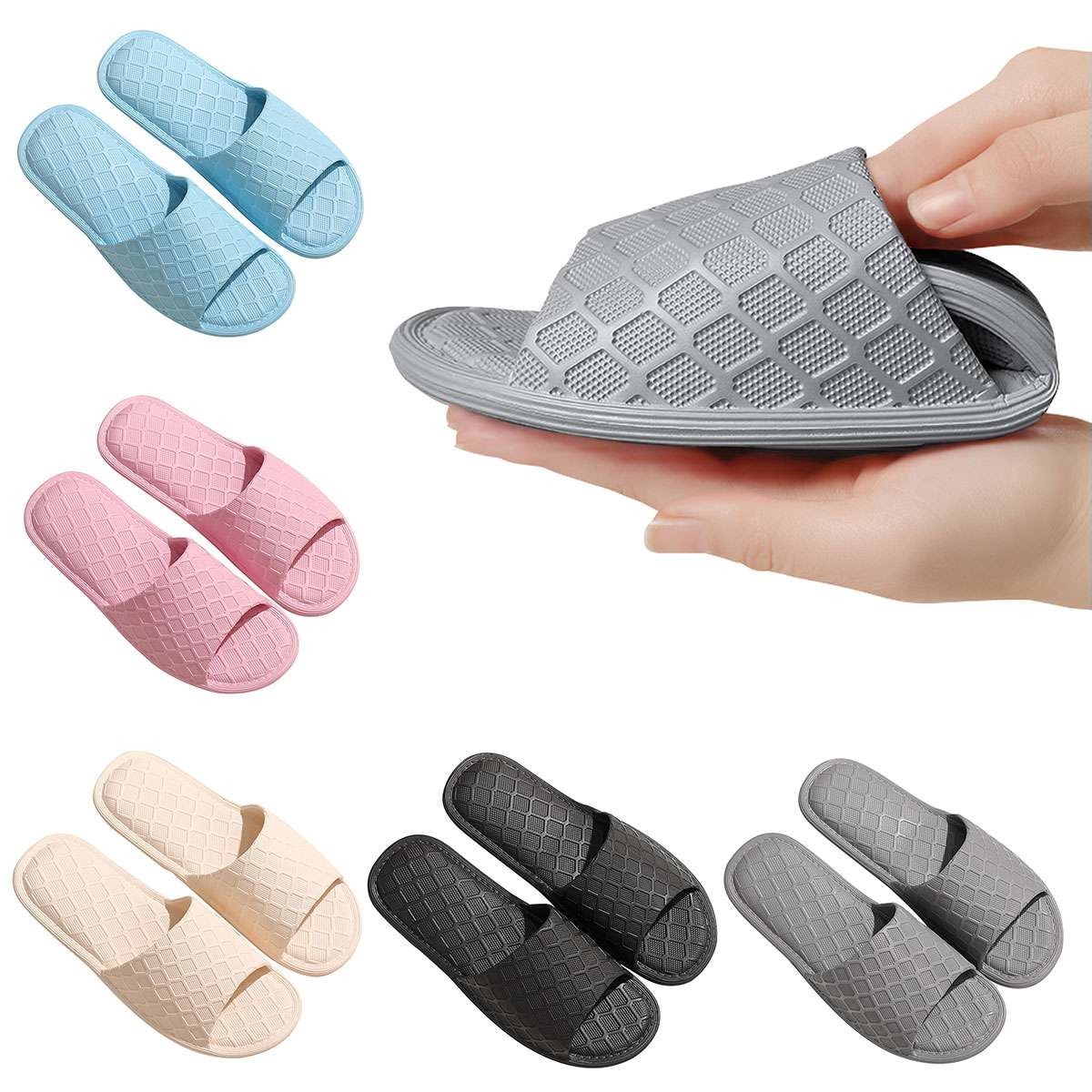 Womens Men Non-Slip Slides Shower Slippers House Sandals Bathroom Shoes Durable