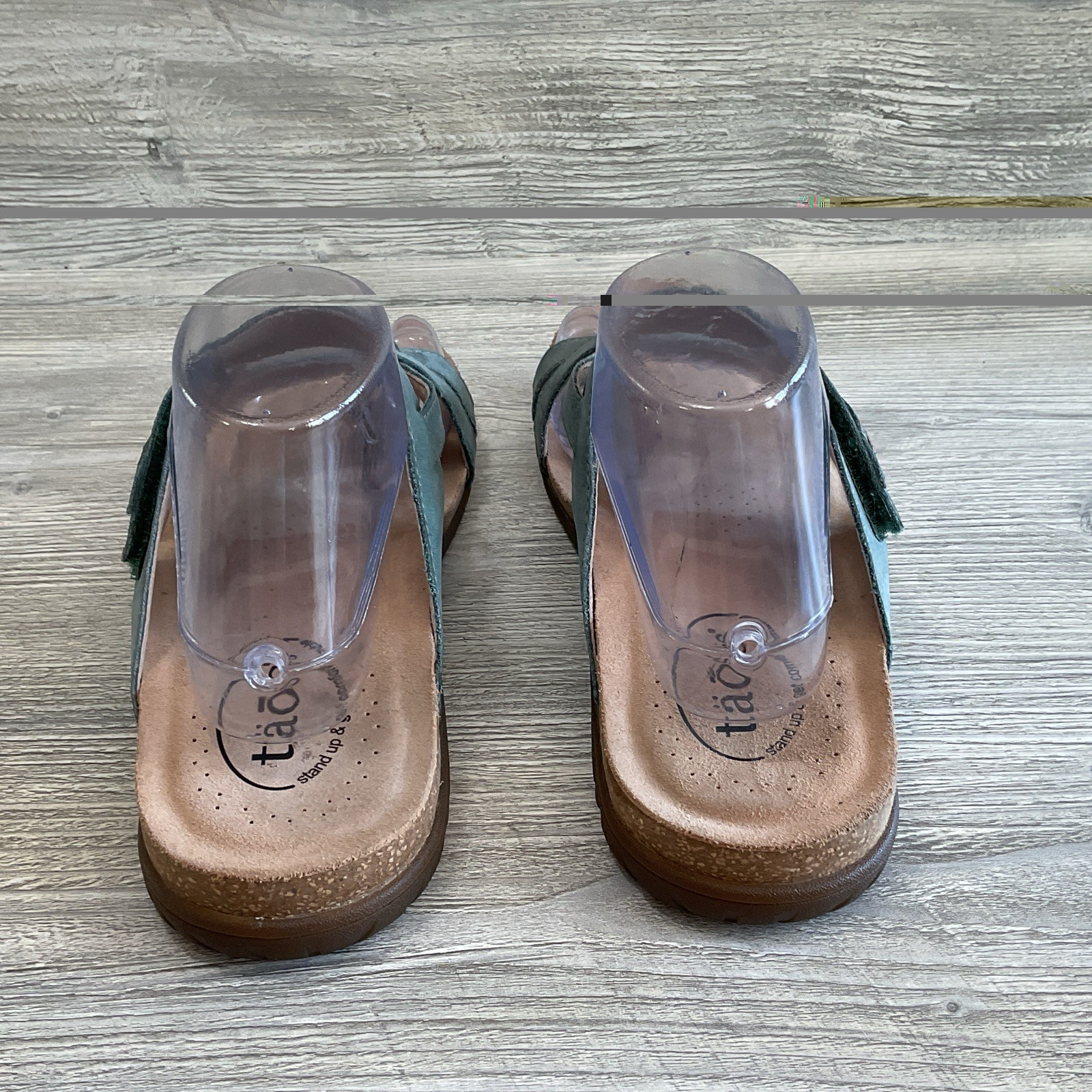 Taos Perfect Sandals Leather Comfort Women 10 Adjustable Cork Footbed Thong Blue