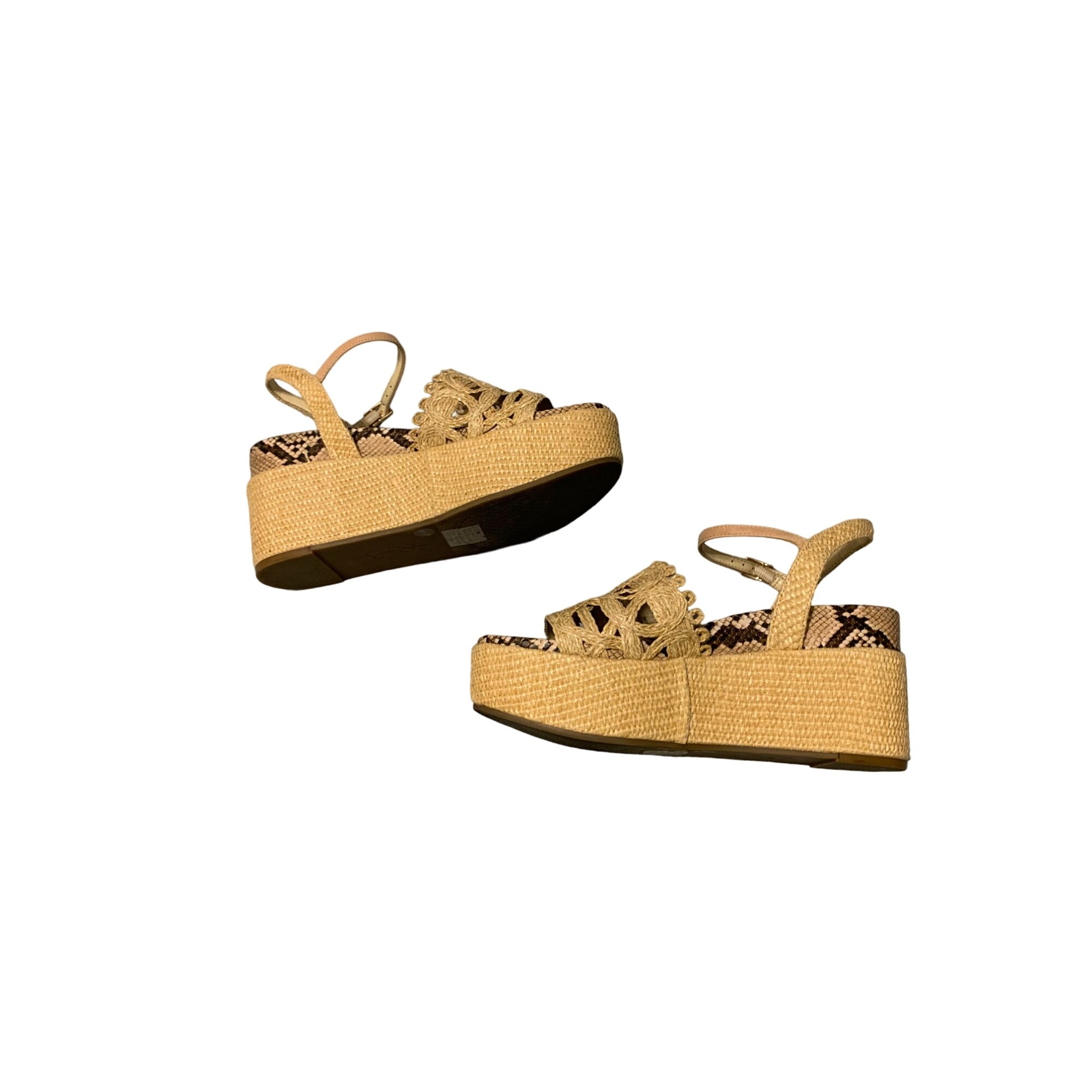 Jessica Simpson Womens Size 8 M Espadrille Platform Rattan Wicker Wedge 2.5 in H