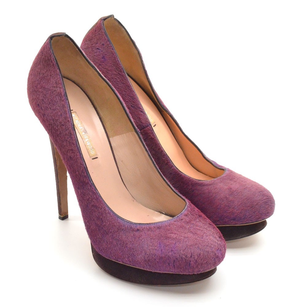 Nicholas Kirkwood Stiletto Pump Ladies size 41 / 10.5 Berry Pony Hair Heel Shoes