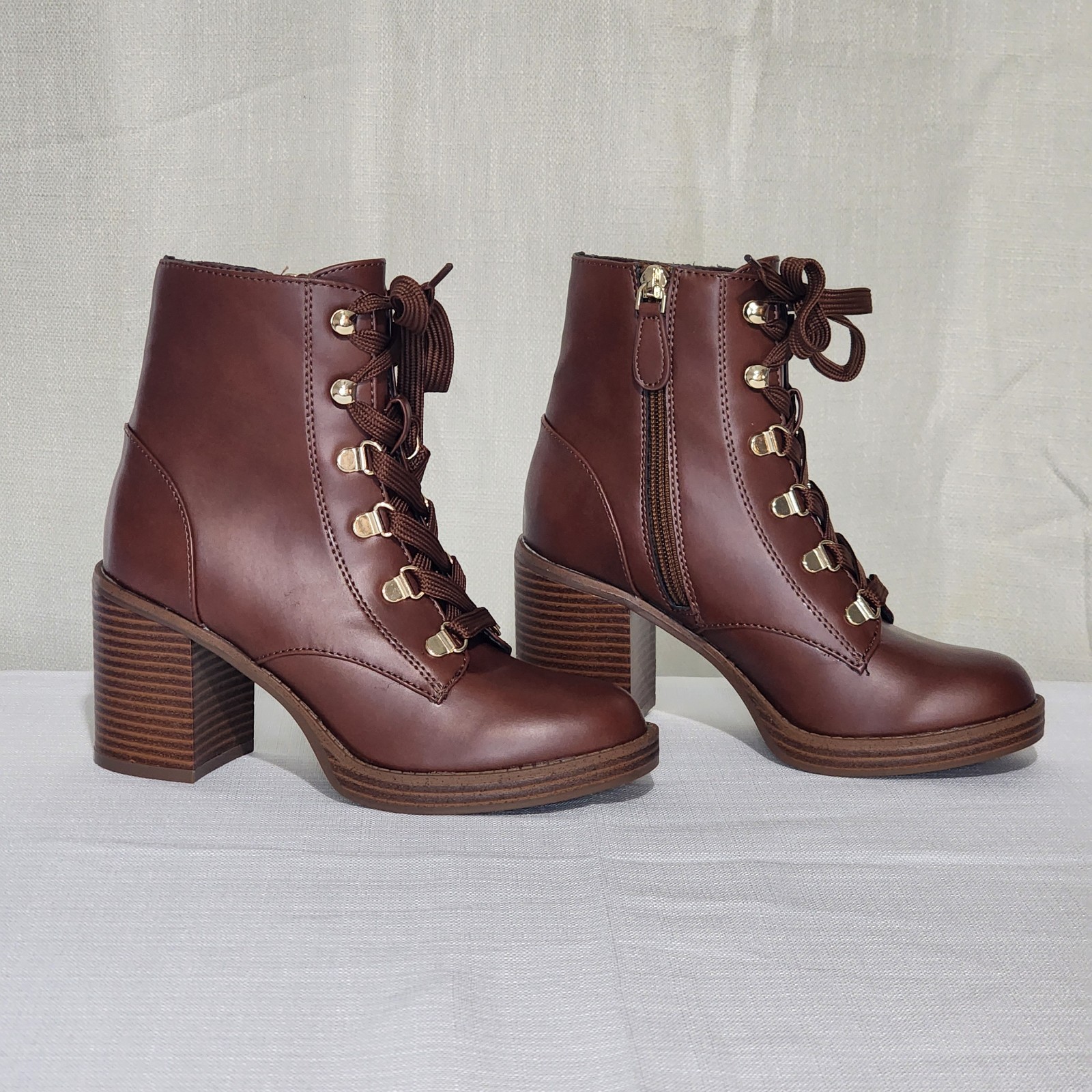 On 34th Women’s Prittee Botties Block Heel Full Zip Brown Size 5 NWB