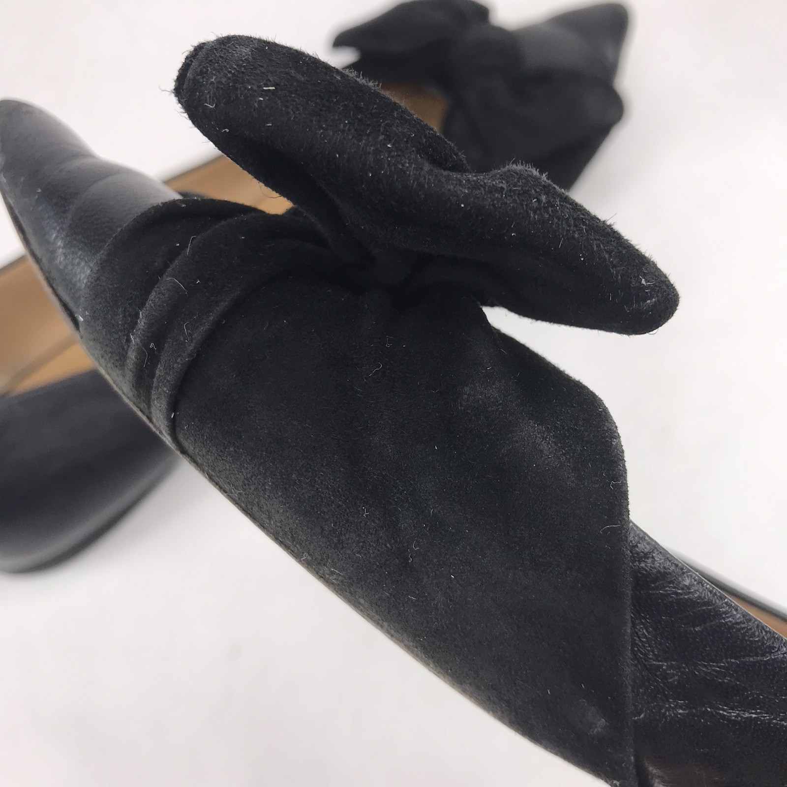 Tory Burch Women’s Size 10 Eleanor Flat Black Leather Bow Pointed Toe Shoes