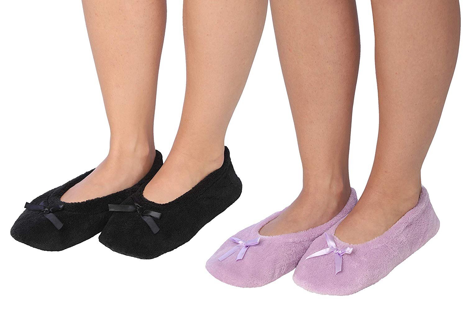 Roxoni Women’s Terry Classic Cotton Ballerina Slippers (Pack of 2)