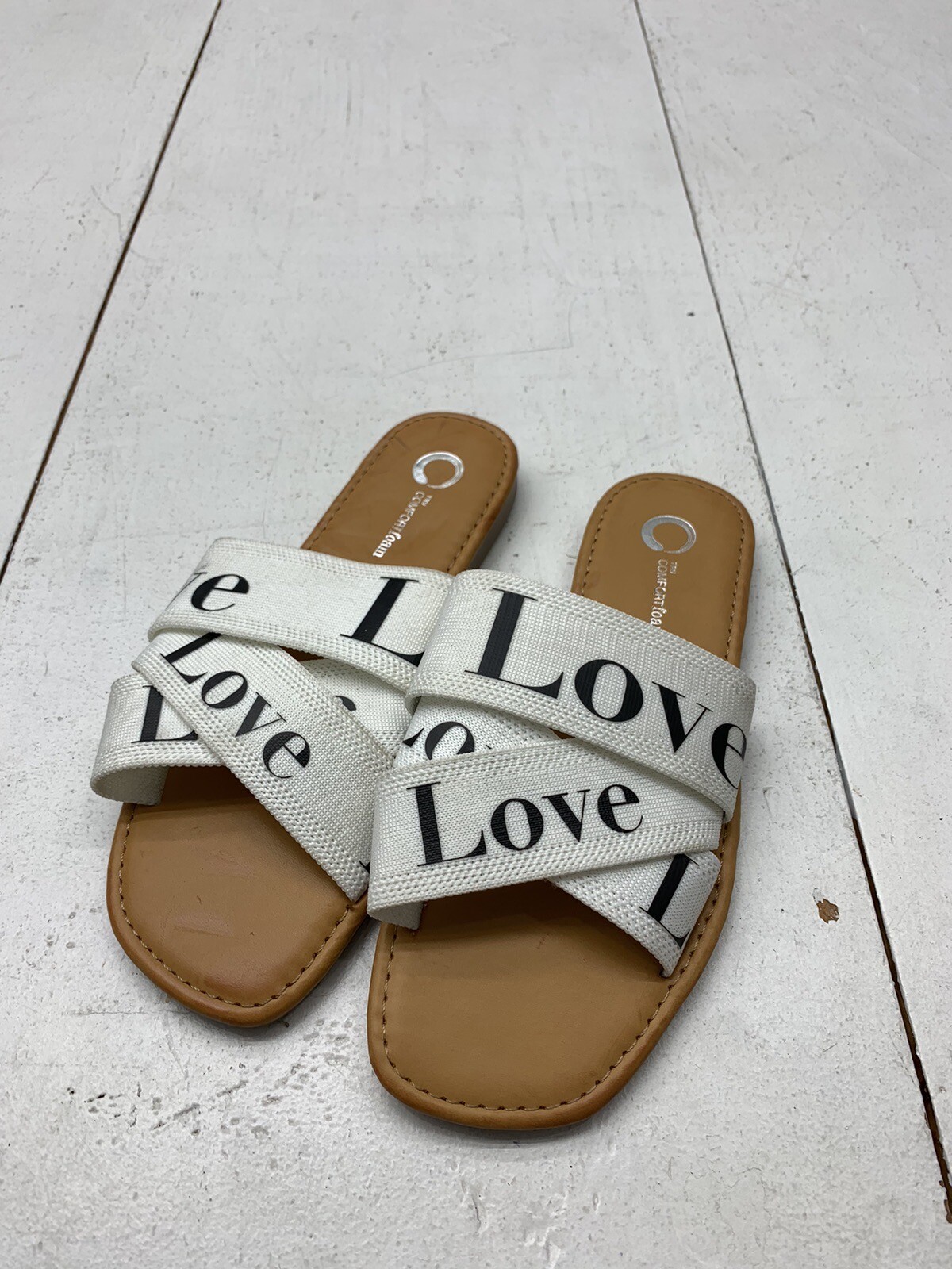 Tru Comfort foam Womens Brown White Strappy Sandals Size 6