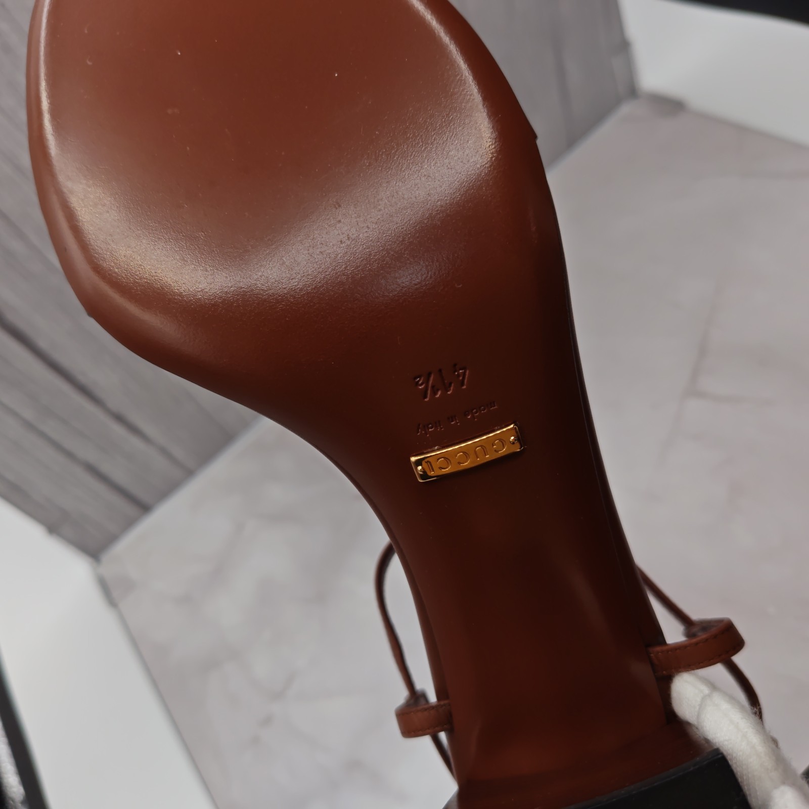 GUCCI Lady Horsebit Leather Block Heel Sandals Brown GG Canvas Ankle Strap…