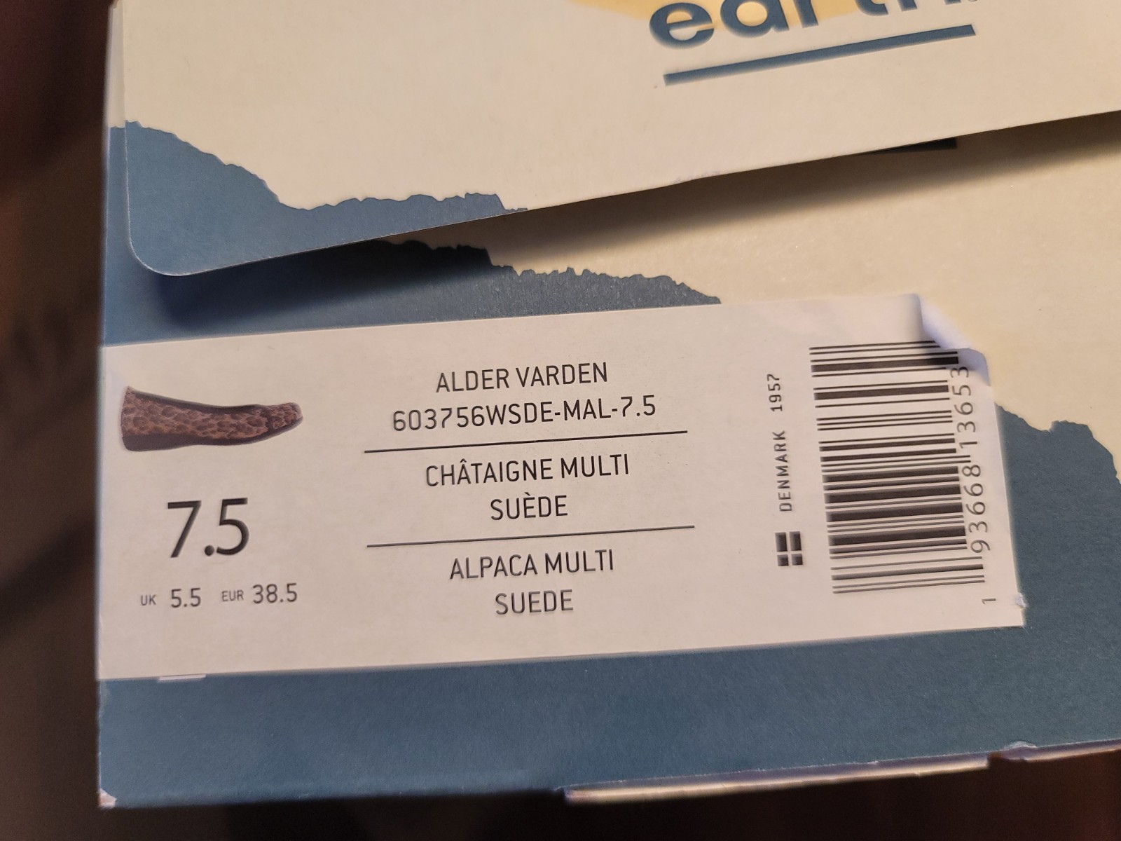 Earth «Alder Varden» Ballet Flat Shoe Sz 7.5 Alpaca Animal Print