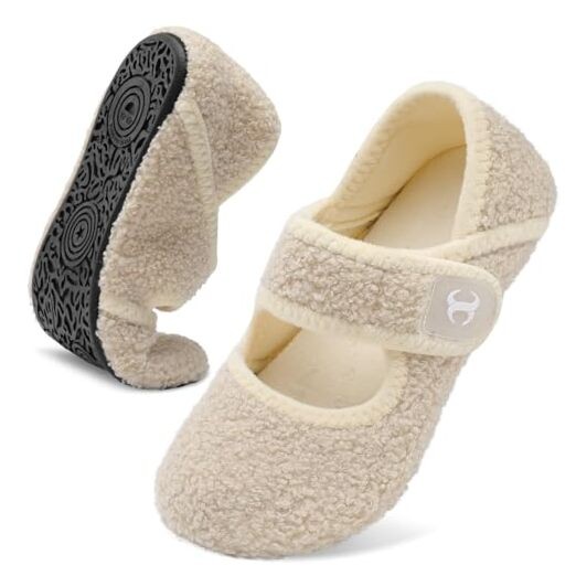 Comfy House Slippers for Women & Men – Wide 9.5-10 Women/8-8.5 Men Beige