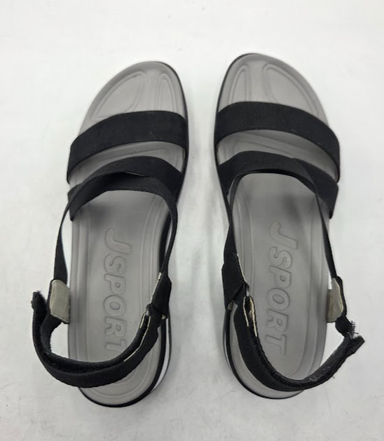 JSport Women’s Sz 8 M Black and Grey Comfort Adjustable Slingback Straps Sandal