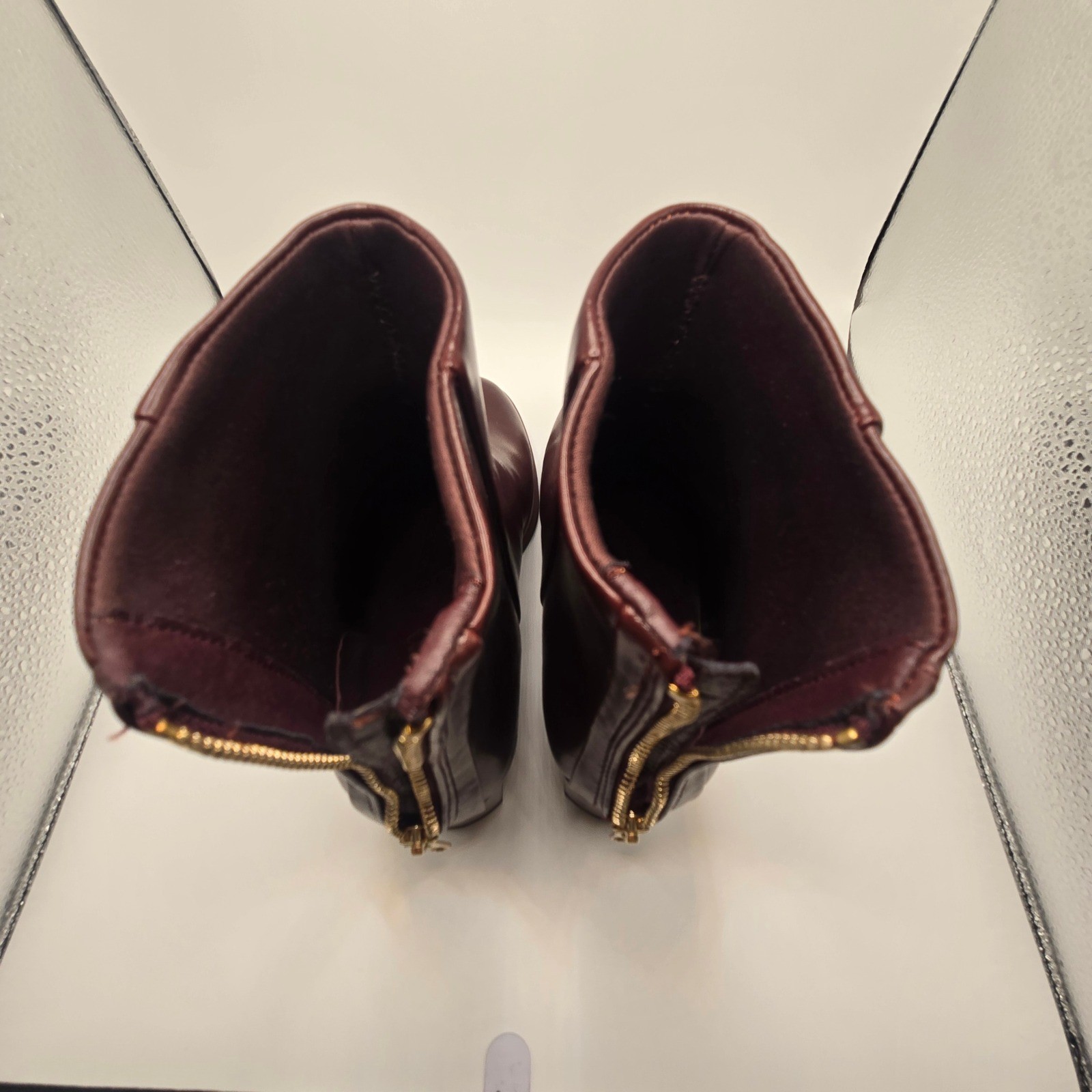 Baretraps Bessie Boots Womens 5.5M Burgundy Block Heel Back Zip (S11)