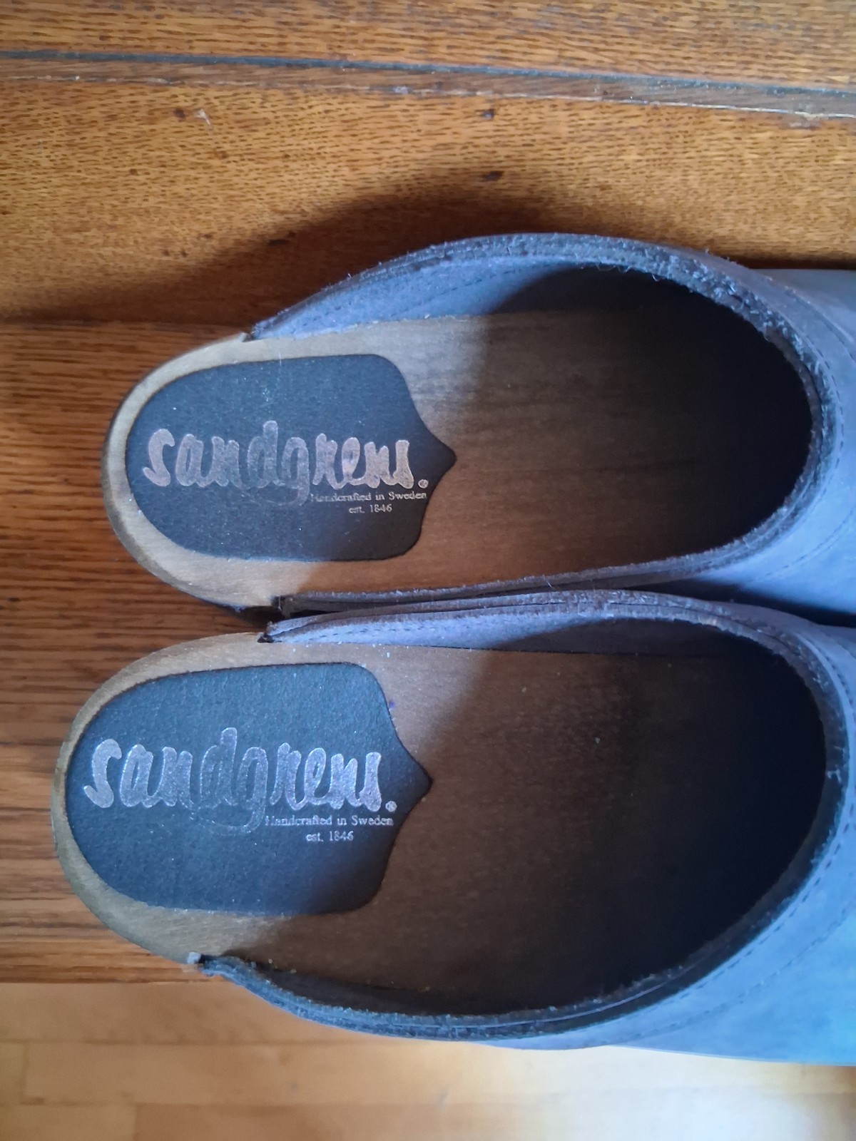 Blue Sandgren Athens Wooden Clogs Mules size EU 40