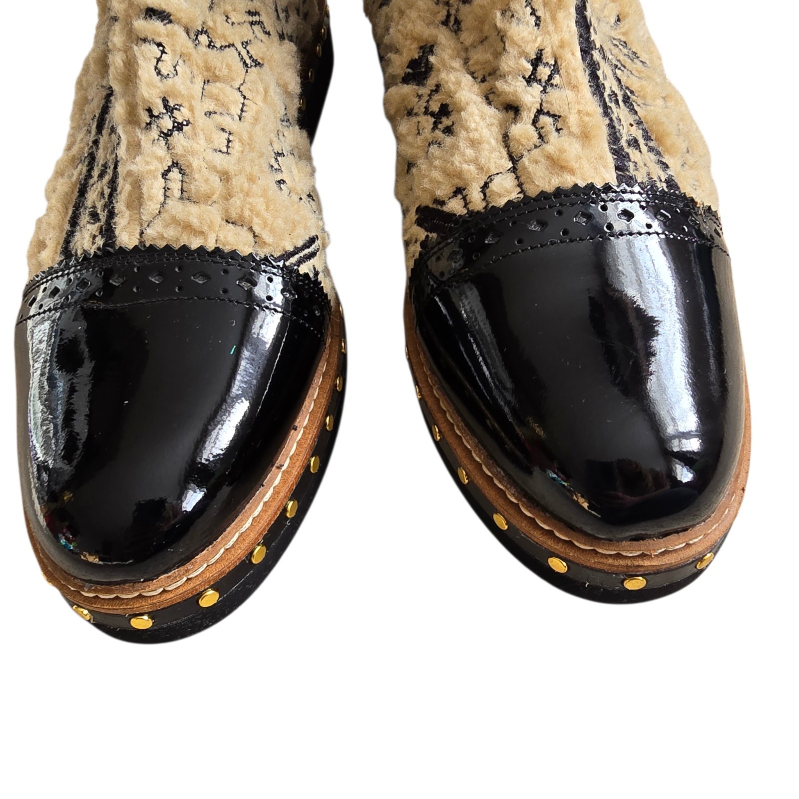 FREE PEOPLE Textile Atlas Chelsea Ankle Boots Studded Grunge Bohemian Size 40