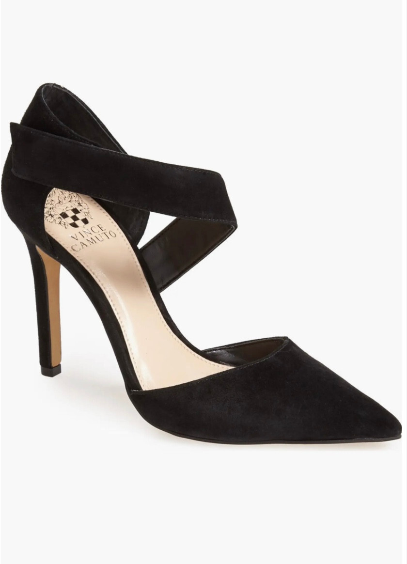 Vince Camuto | Carlotte | Suede Heels in Black with Pointy Toe | Size 7