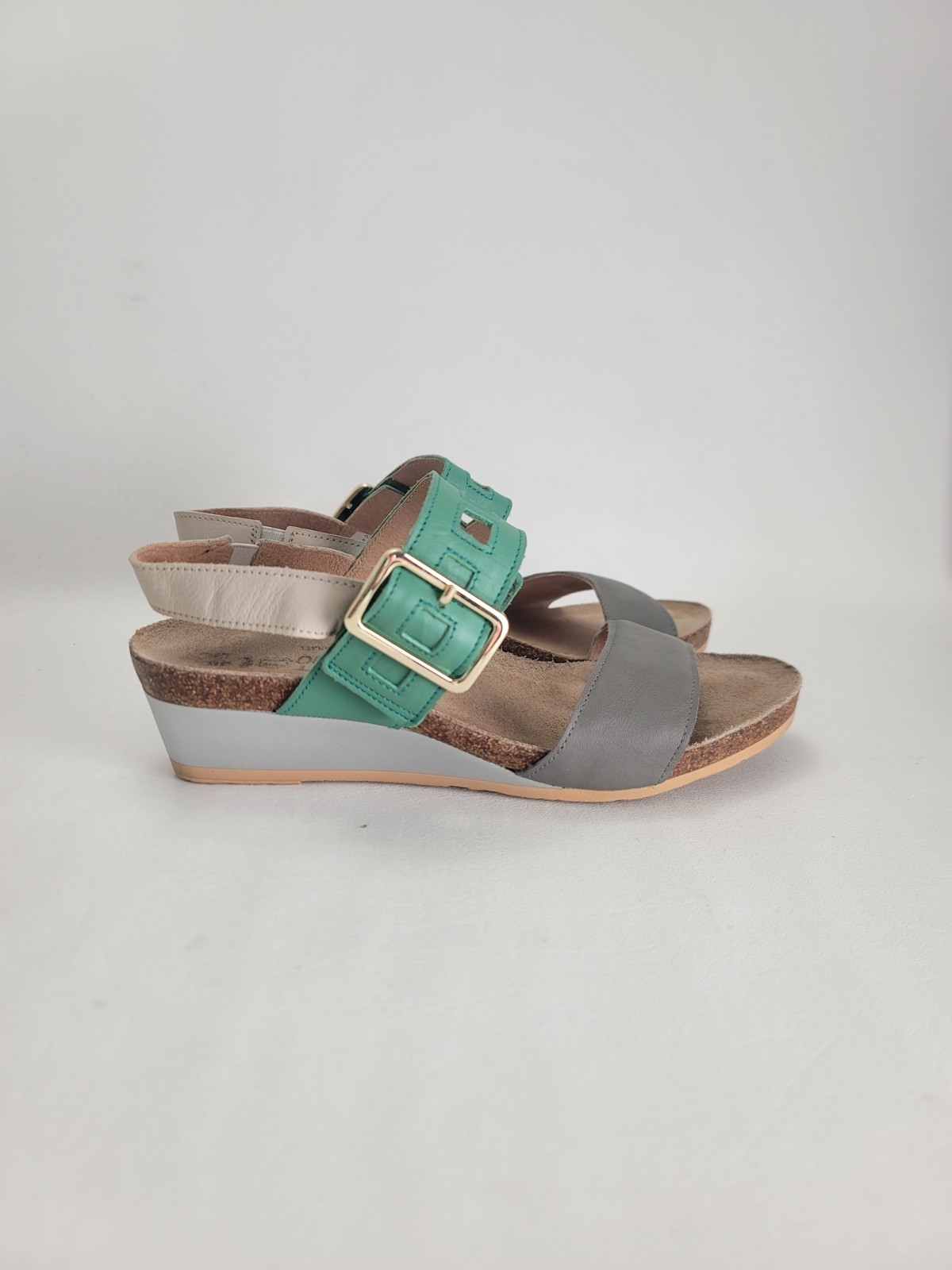 Naot Dynasty Wedge Sandal Womens Sz US 8 EU 38 Leather Memory Foam Footbed Cork